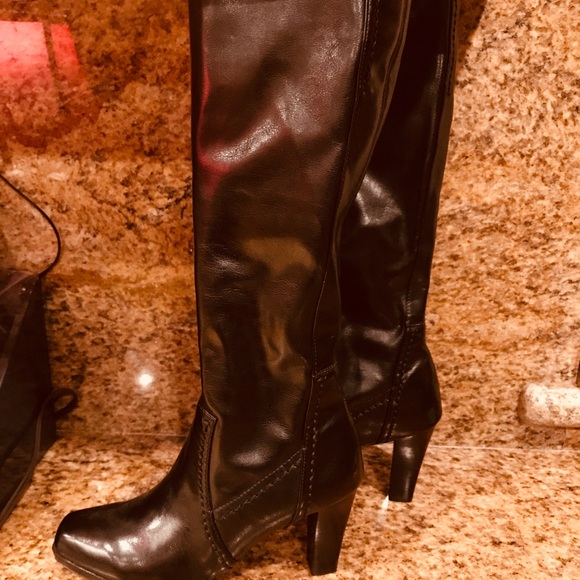 NWOT Franco Sarto Black tall leather  Boots - Picture 2 of 8